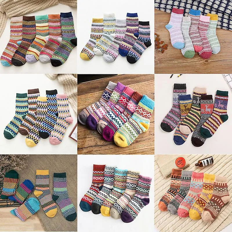 10 Pairs Of Wool Socks, Thermal Socks For Women, Warm Winter Socks For Women, Thick Knitted Socks, Winter Women's Socks, Col