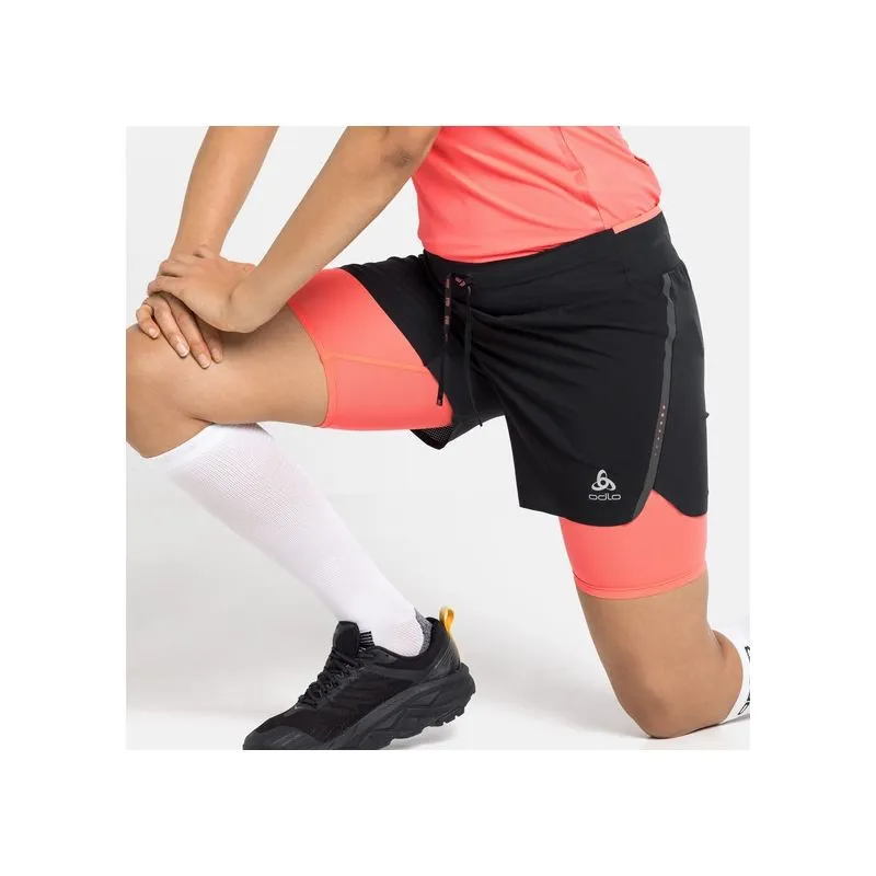 2 EN 1 SHORT ODLO AXALP TRAIL (NEGRO  SIESTA) MUJER