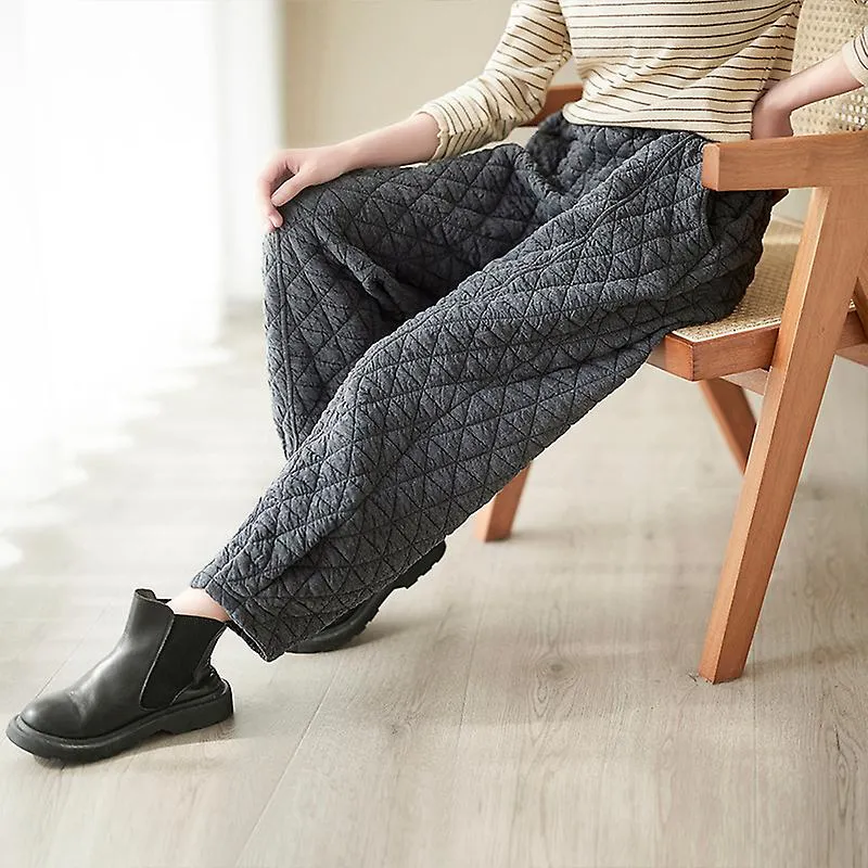 3COLOR HIGHWAISTED QUILTED THIN COTTON PANTS FOR WOMEN'S OUTER WEAR 2023 AUTUMN AND WINTER CASUAL CUFFED PANTS LOOSE HAREM
