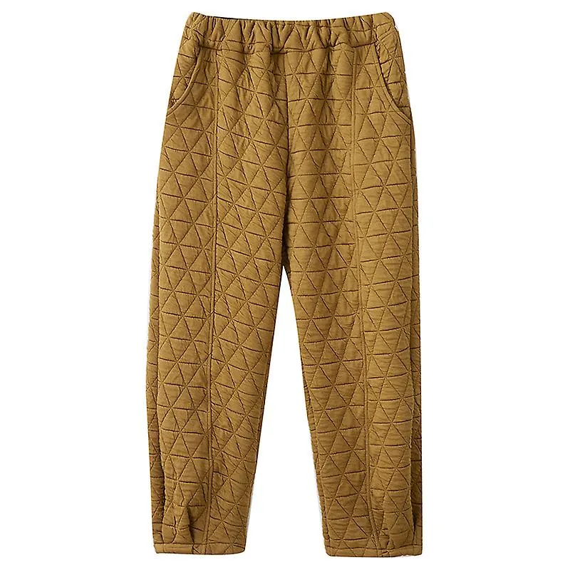 3COLOR HIGHWAISTED QUILTED THIN COTTON PANTS FOR WOMEN'S OUTER WEAR 2023 AUTUMN AND WINTER CASUAL CUFFED PANTS LOOSE HAREM
