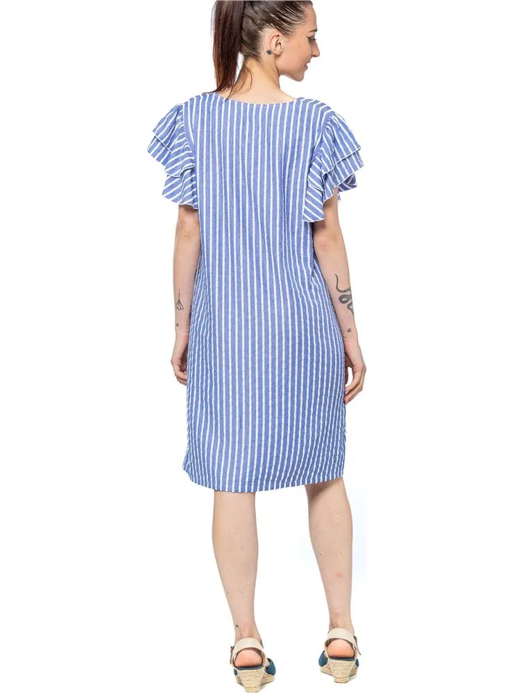 504 VESTIDO MANGA VOLANTE RAYA