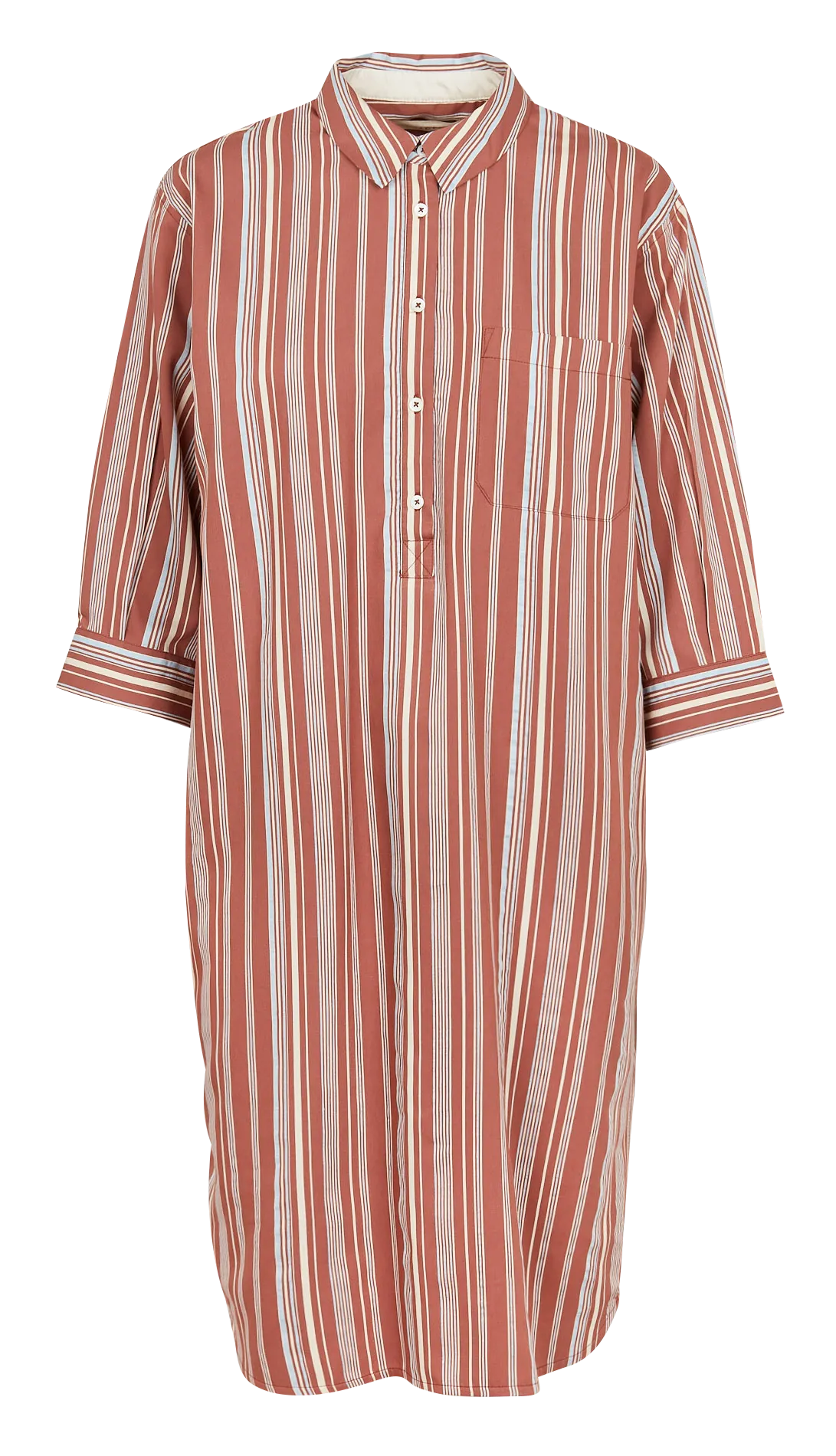 ACOTE Vestido midi camisero a rayas en marron
