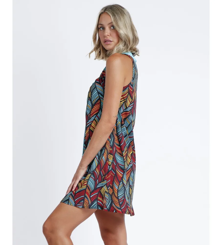 ADMAS VESTIDO SIN MANGAS ETHNIC FEATHERS MULTICOLOR