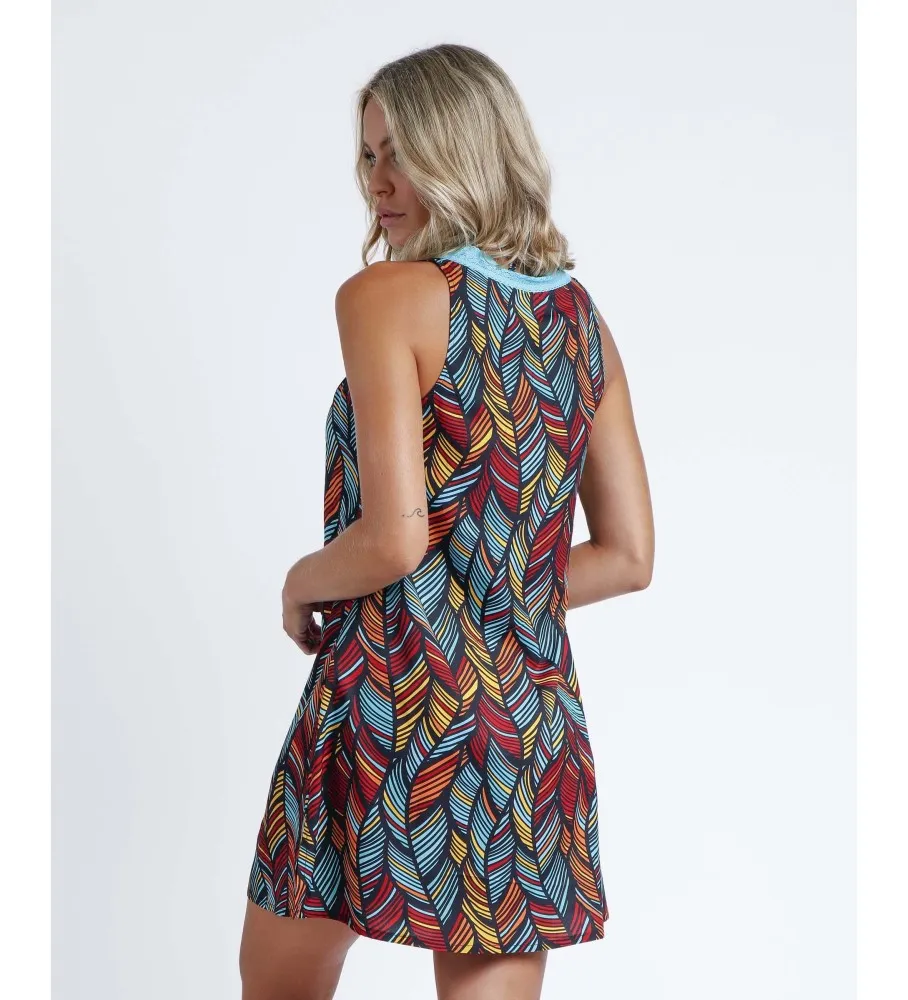 ADMAS VESTIDO SIN MANGAS ETHNIC FEATHERS MULTICOLOR
