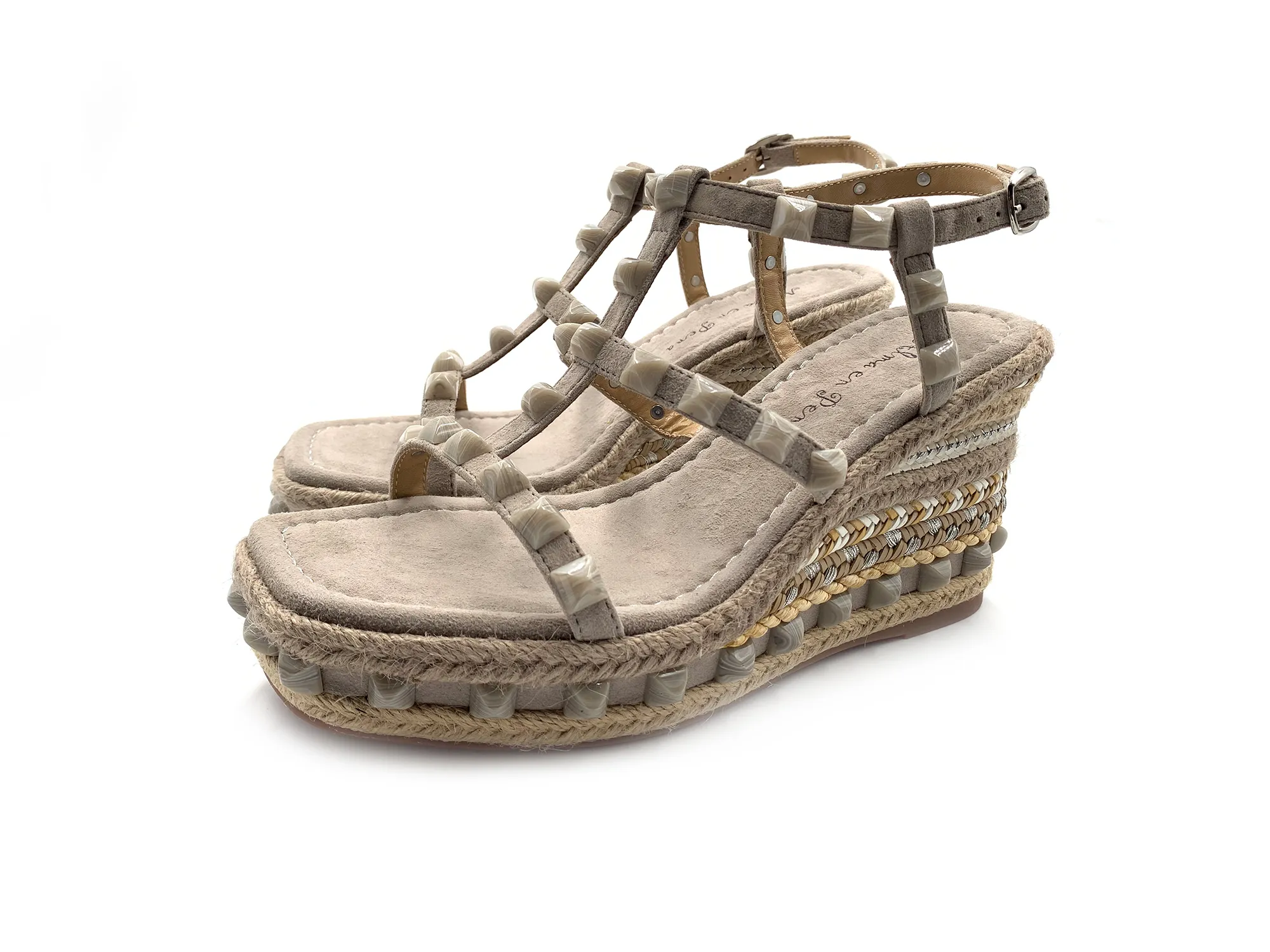 Alma En Pena V23451 Sandalia Plataforma Suede Taupe Mujer