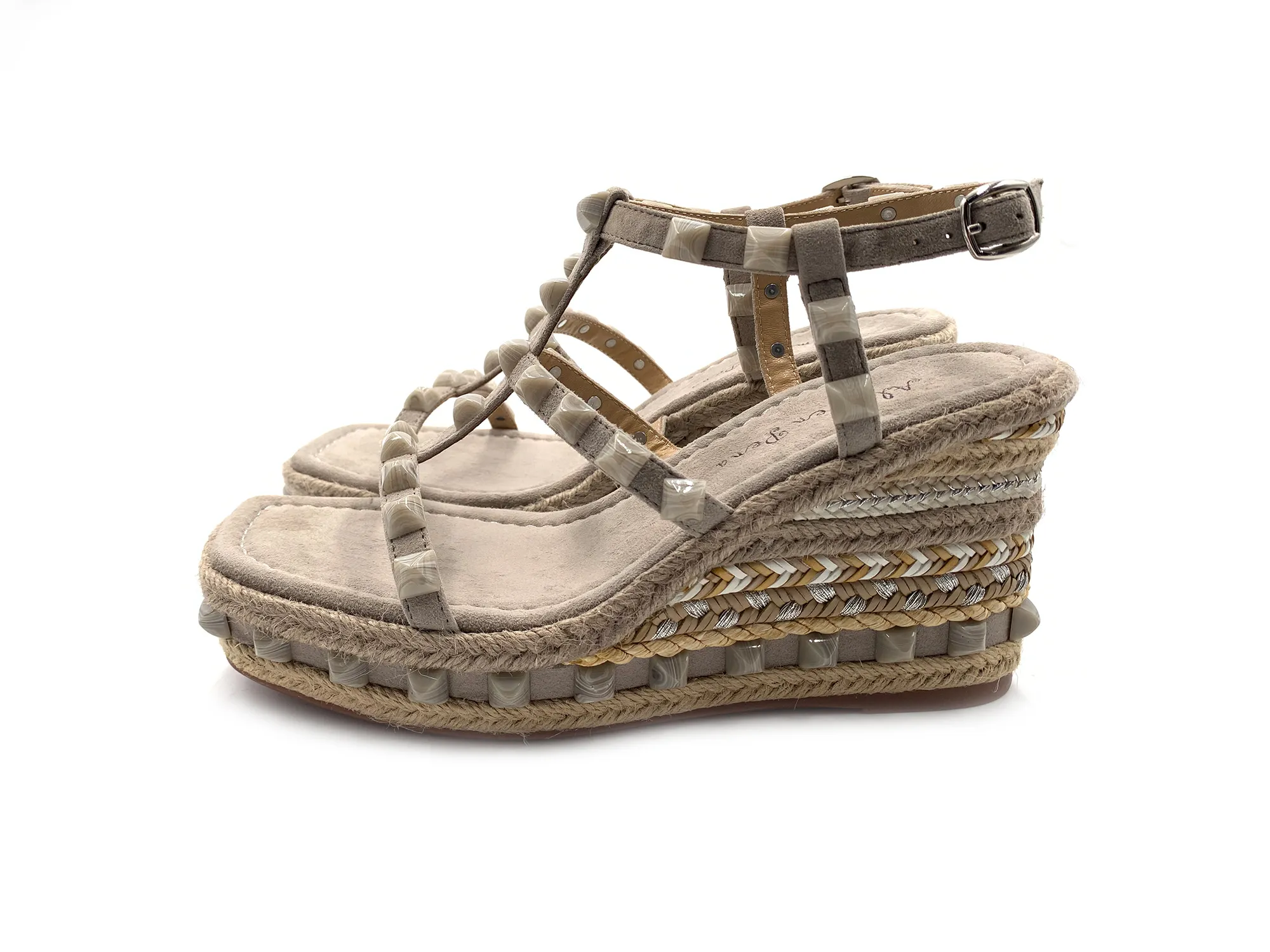 Alma En Pena V23451 Sandalia Plataforma Suede Taupe Mujer