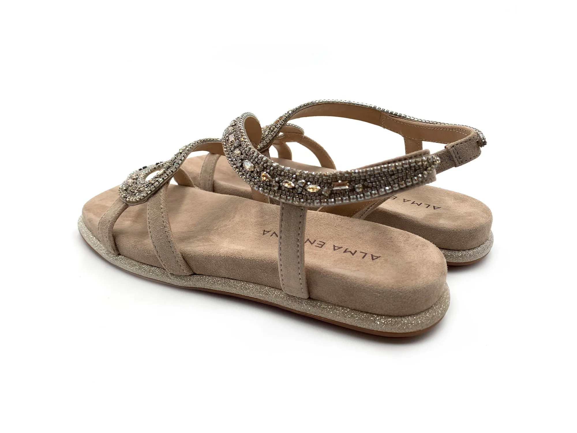 Alma En Pena V240850 Sandalia Pedreria Suede Vison Mujer