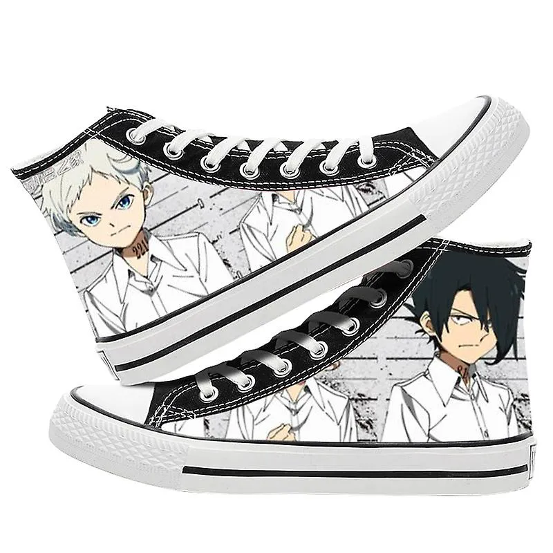 Anime The Promised Neverland Emma Cosplay Canvas Shoes Girls Boys Fashiob High Shoes Casual Breathable Couple Flat Shoes