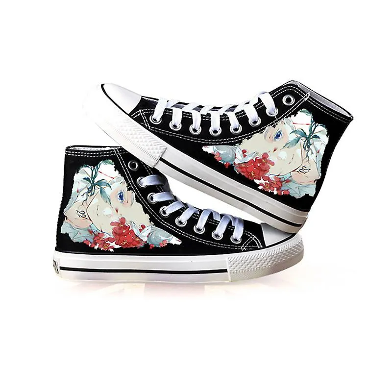 Anime The Promised Neverland Emma Cosplay Canvas Shoes Girls Boys Fashiob High Shoes Casual Breathable Couple Flat Shoes