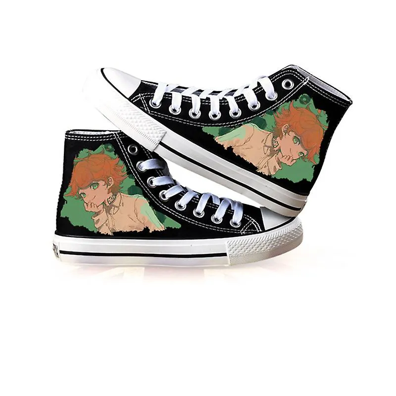 Anime The Promised Neverland Emma Cosplay Canvas Shoes Girls Boys Fashiob High Shoes Casual Breathable Couple Flat Shoes