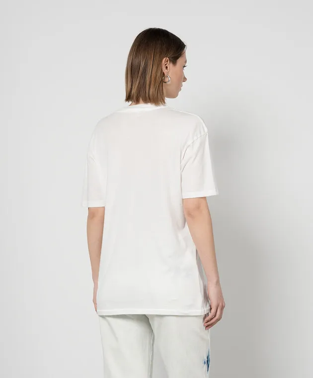 ANINE BING WHITE TSHIRT WALKER TEE ROCK N ROLL WITH PRINT