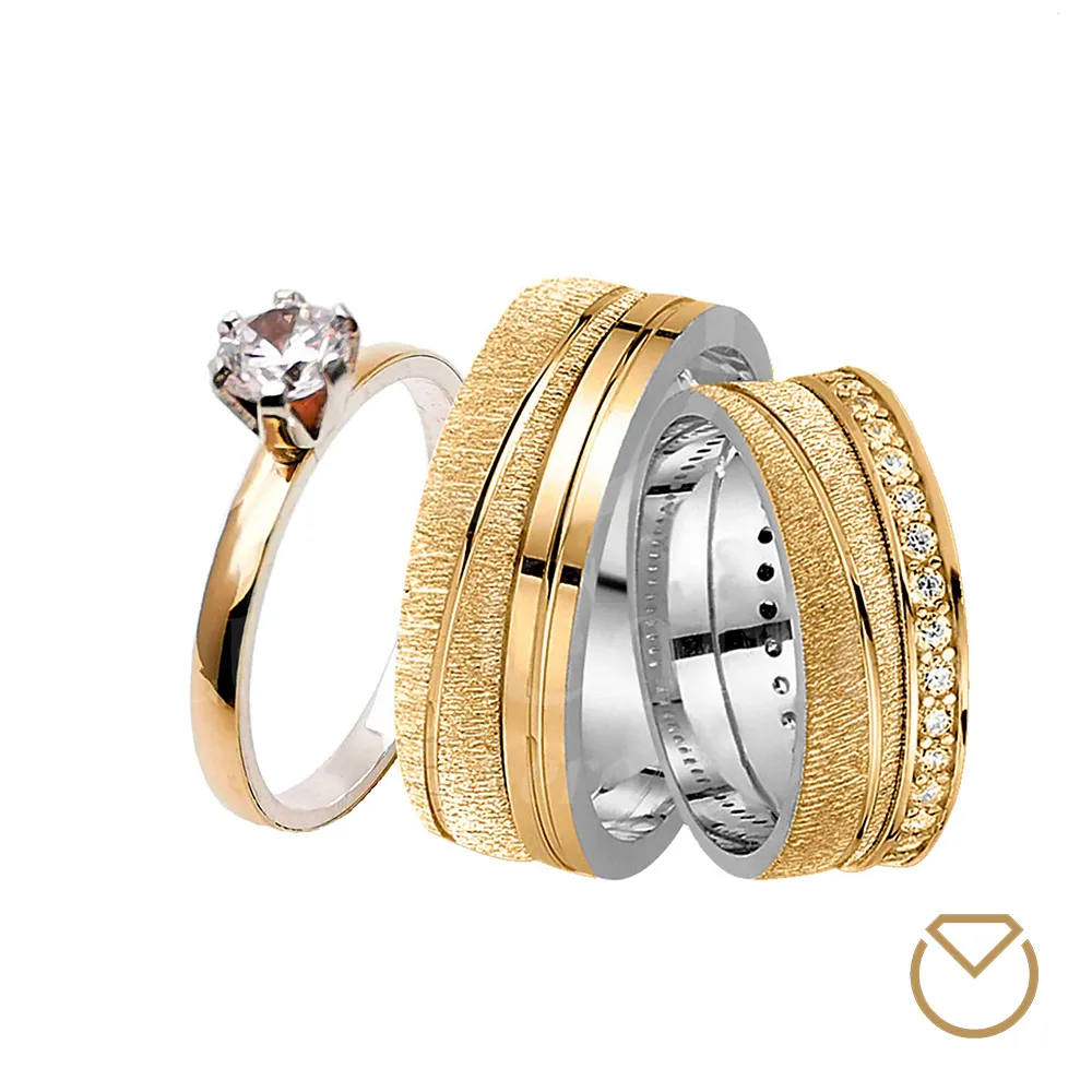 Argollas y Anillo en Oro 18K y Plata Ley 975 /REF. 041SOP