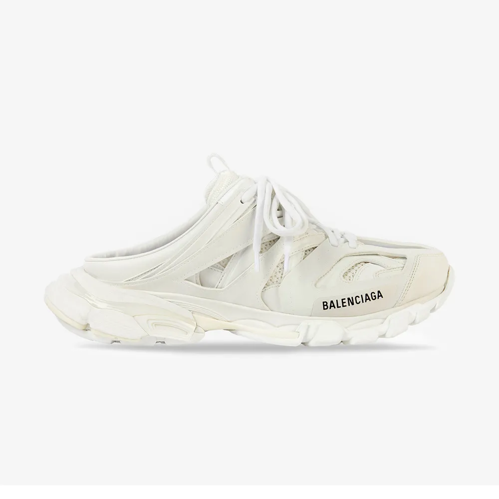 Balenciaga Track Mule Mujer en Malla Blanca y Nylon