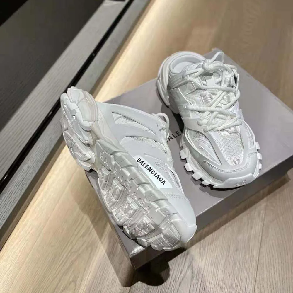 Balenciaga Track Mule Mujer en Malla Blanca y Nylon