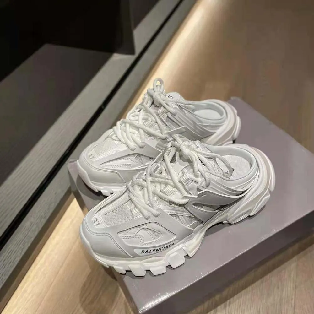 Balenciaga Track Mule Mujer en Malla Blanca y Nylon