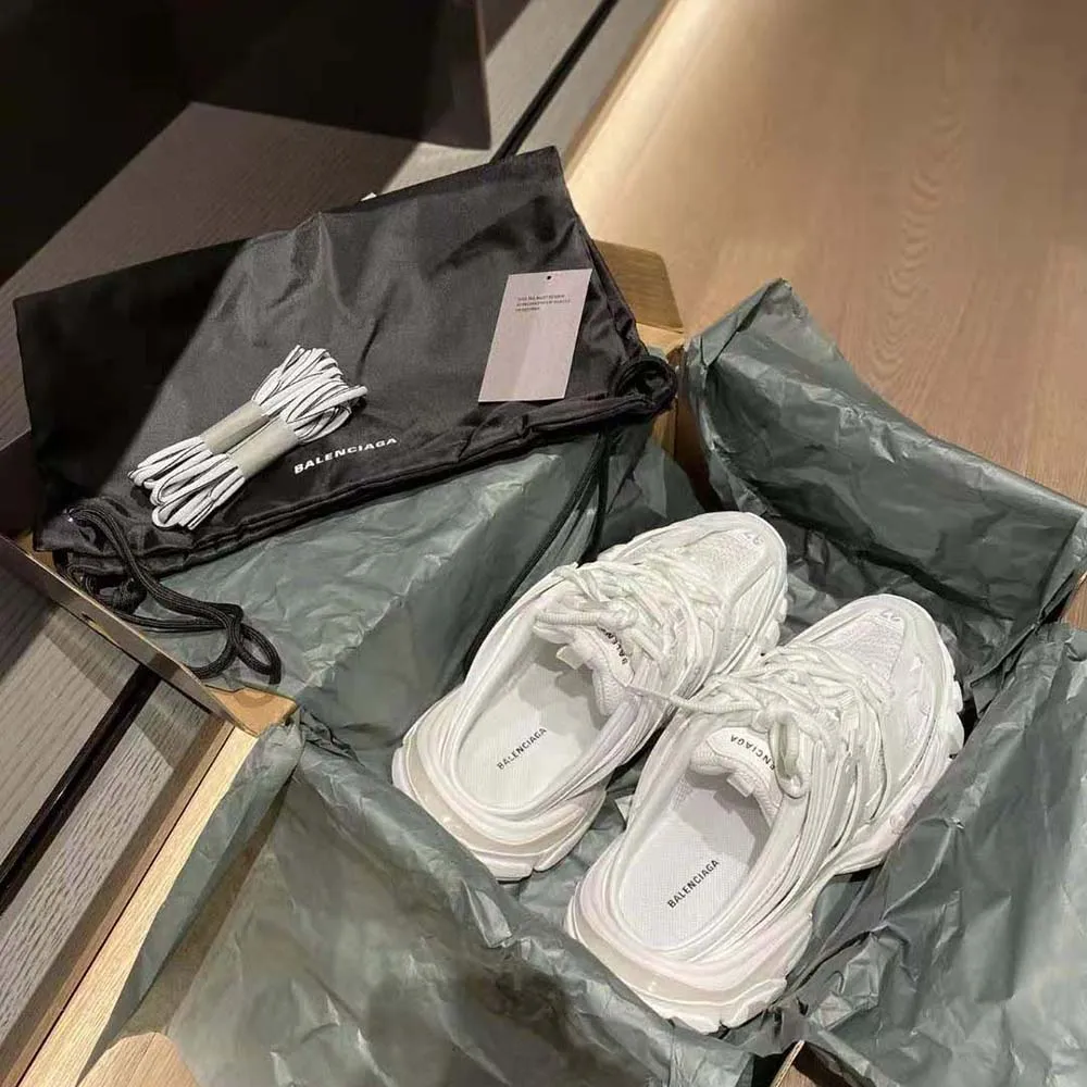 Balenciaga Track Mule Mujer en Malla Blanca y Nylon