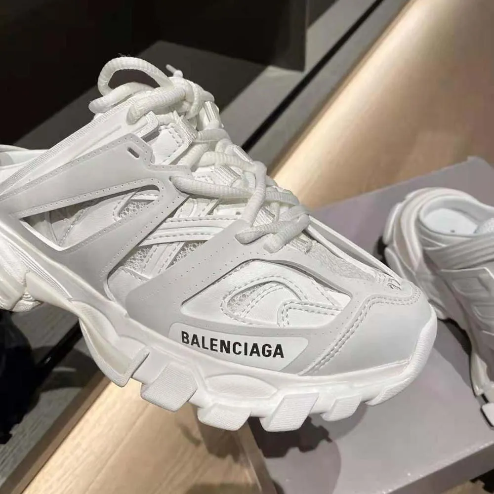 Balenciaga Track Mule Mujer en Malla Blanca y Nylon