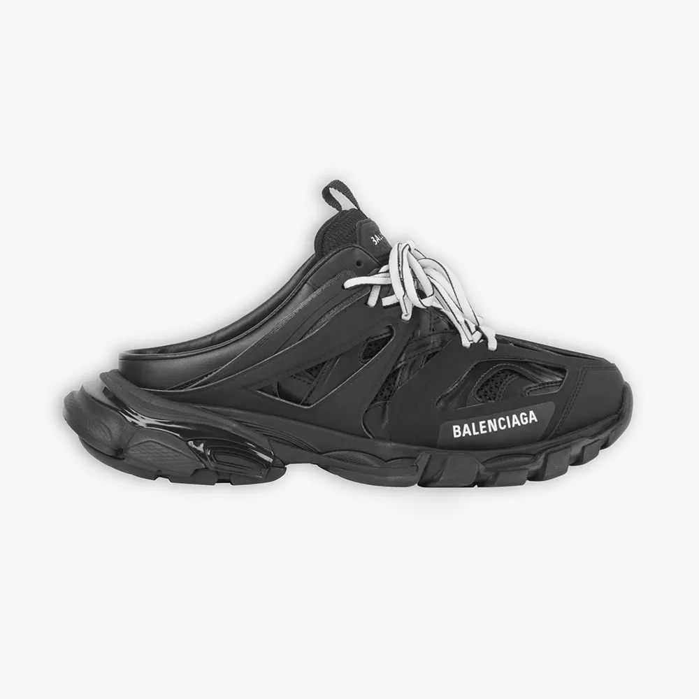 Balenciaga Track Mule Mujer en Malla Negra y Nylon