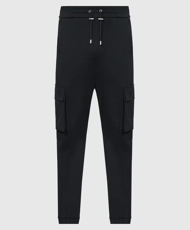 Balmain Black cargo pants with logo print