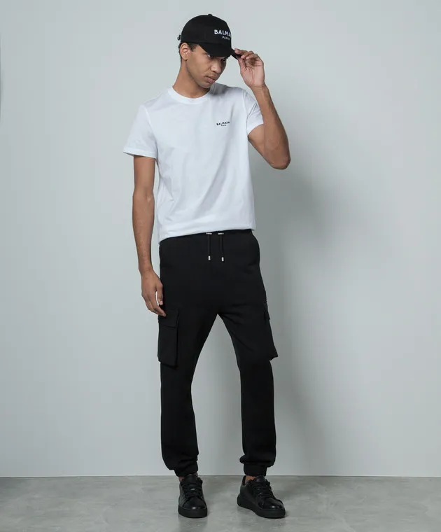 Balmain Black cargo pants with logo print