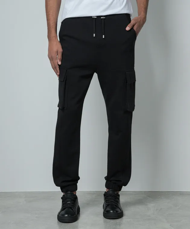 Balmain Black cargo pants with logo print