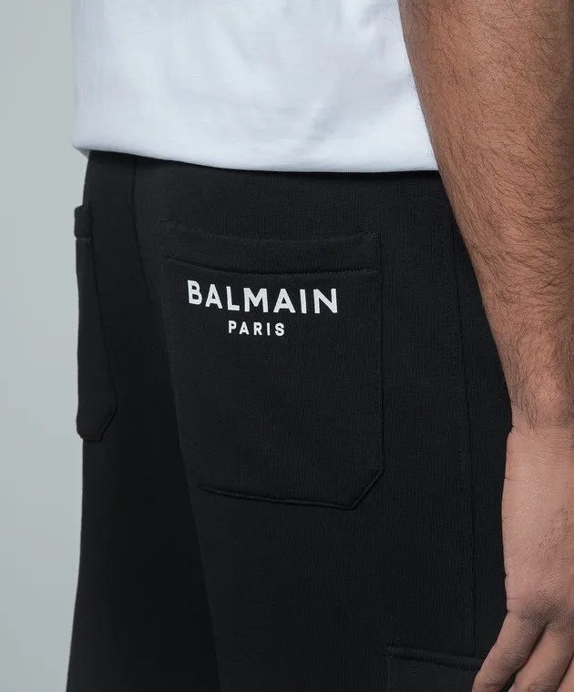 Balmain Black cargo pants with logo print