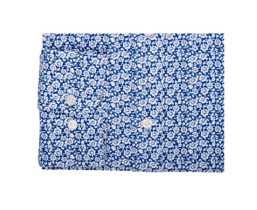 BLUE COTTON SHIRT WITH WHITE FLOWERS PRINT  MARCOLIN