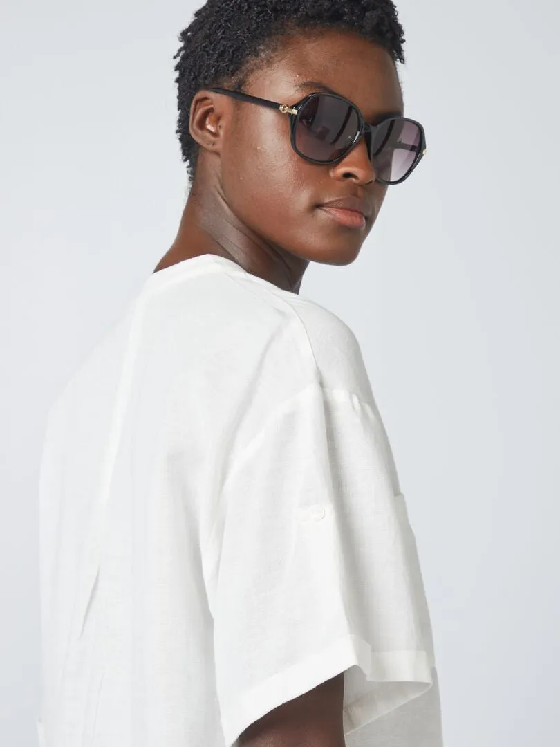 BLUSA DE MEZCLA DE LINO A RAYAS  BLANCO