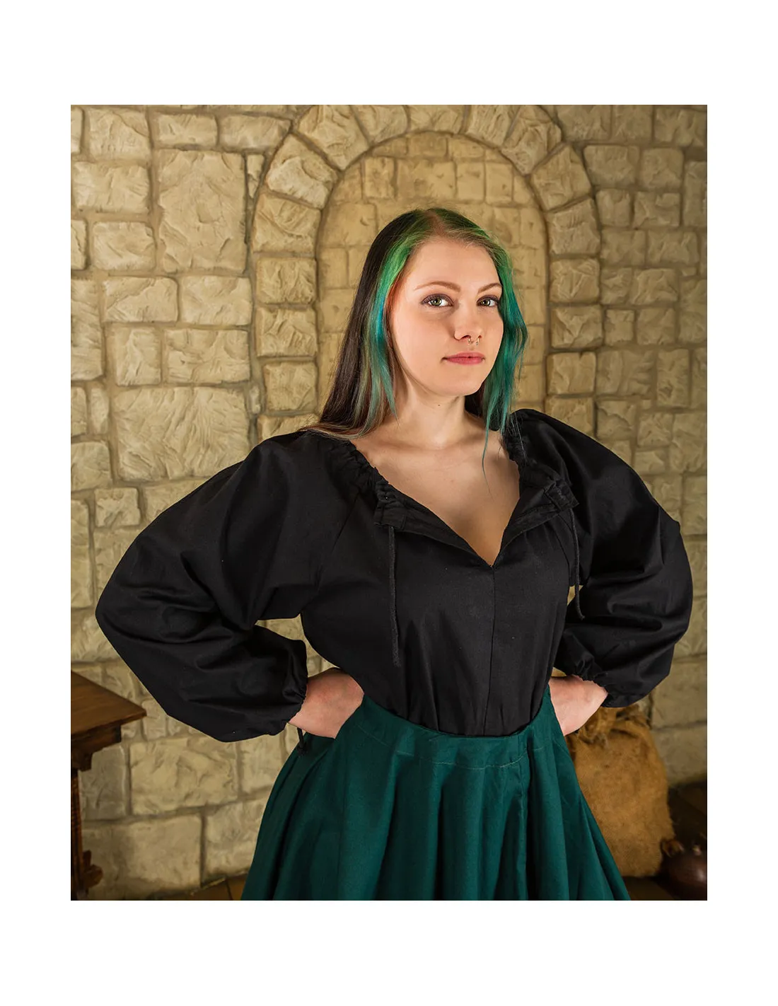 Blusa medieval Annabelle negra