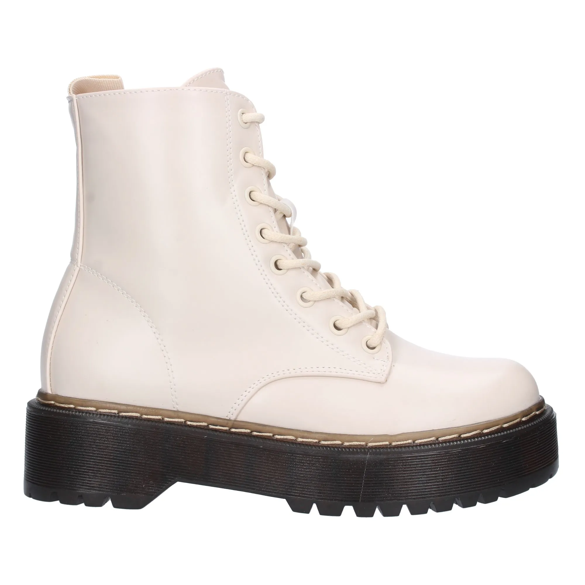Botas estilo militar con plataforma mujer color blanco GX259