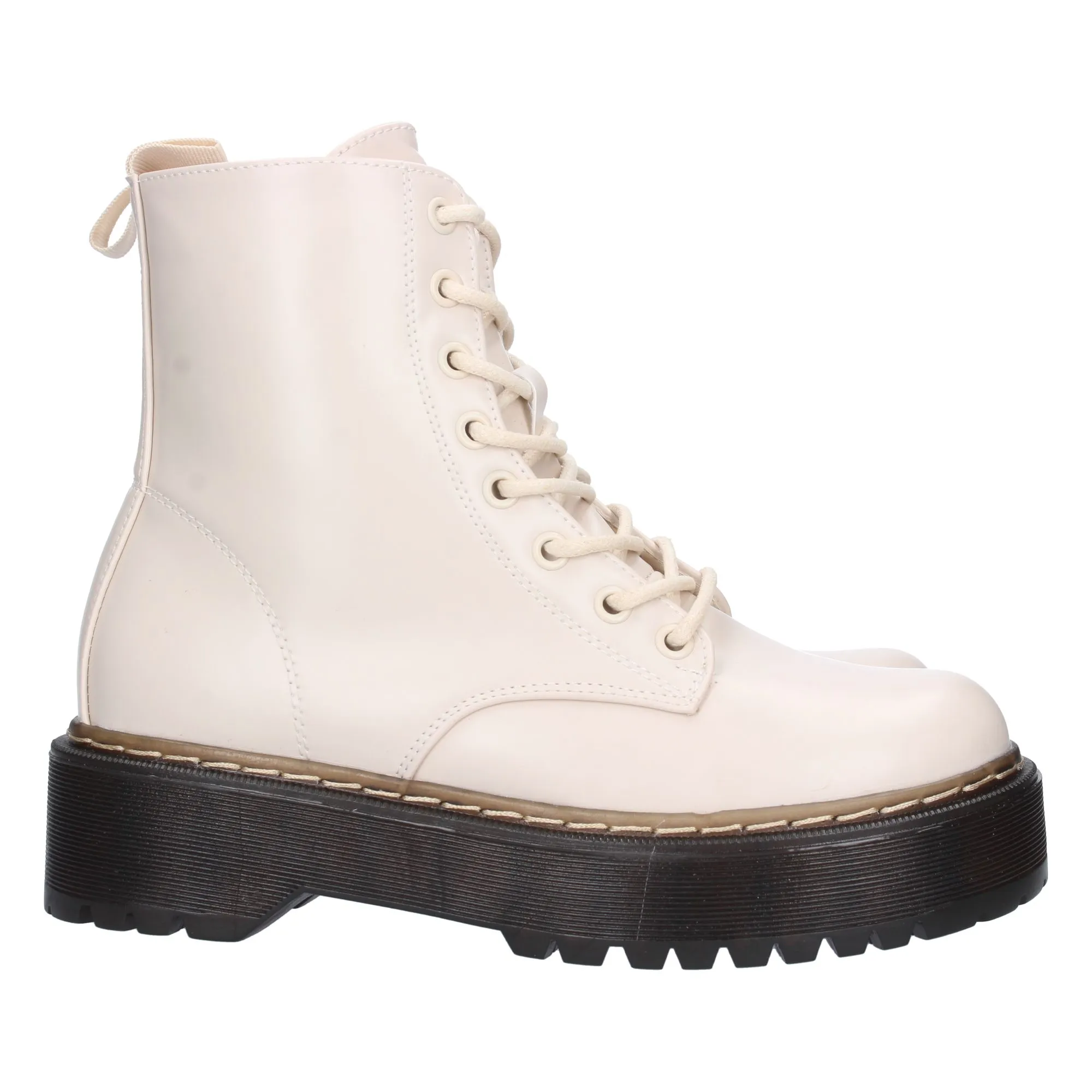 Botas estilo militar con plataforma mujer color blanco GX259