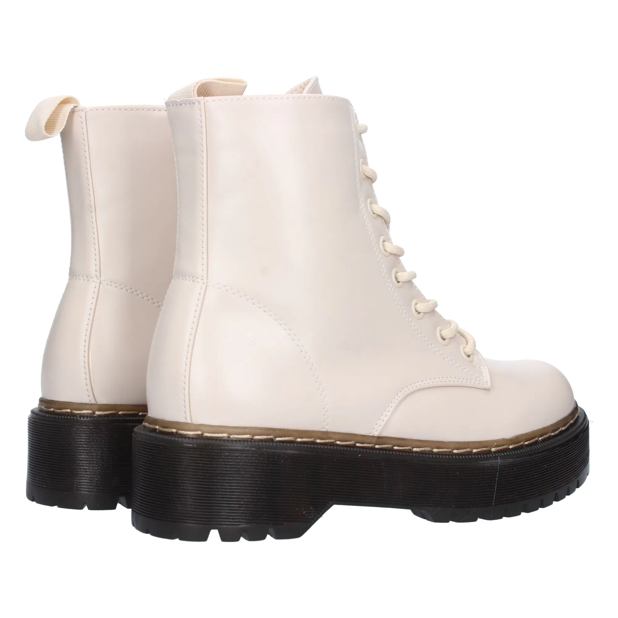 Botas estilo militar con plataforma mujer color blanco GX259