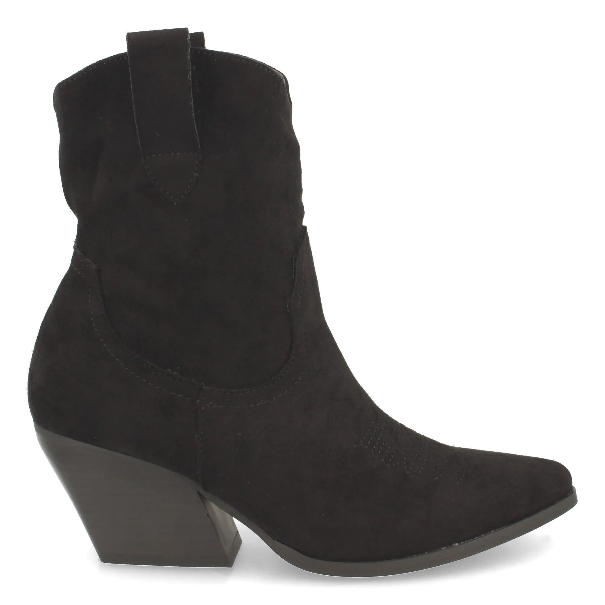 Botines cowboy tacón medio liso negro mujer