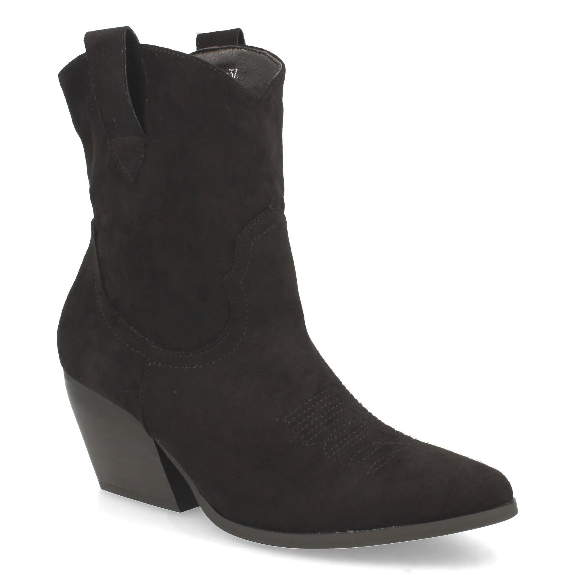 Botines cowboy tacón medio liso negro mujer