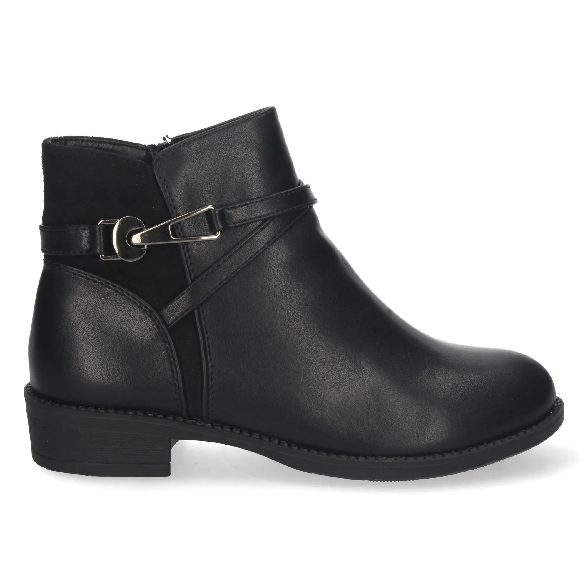 Botines de tacón bajo con cremallera mujer color negro