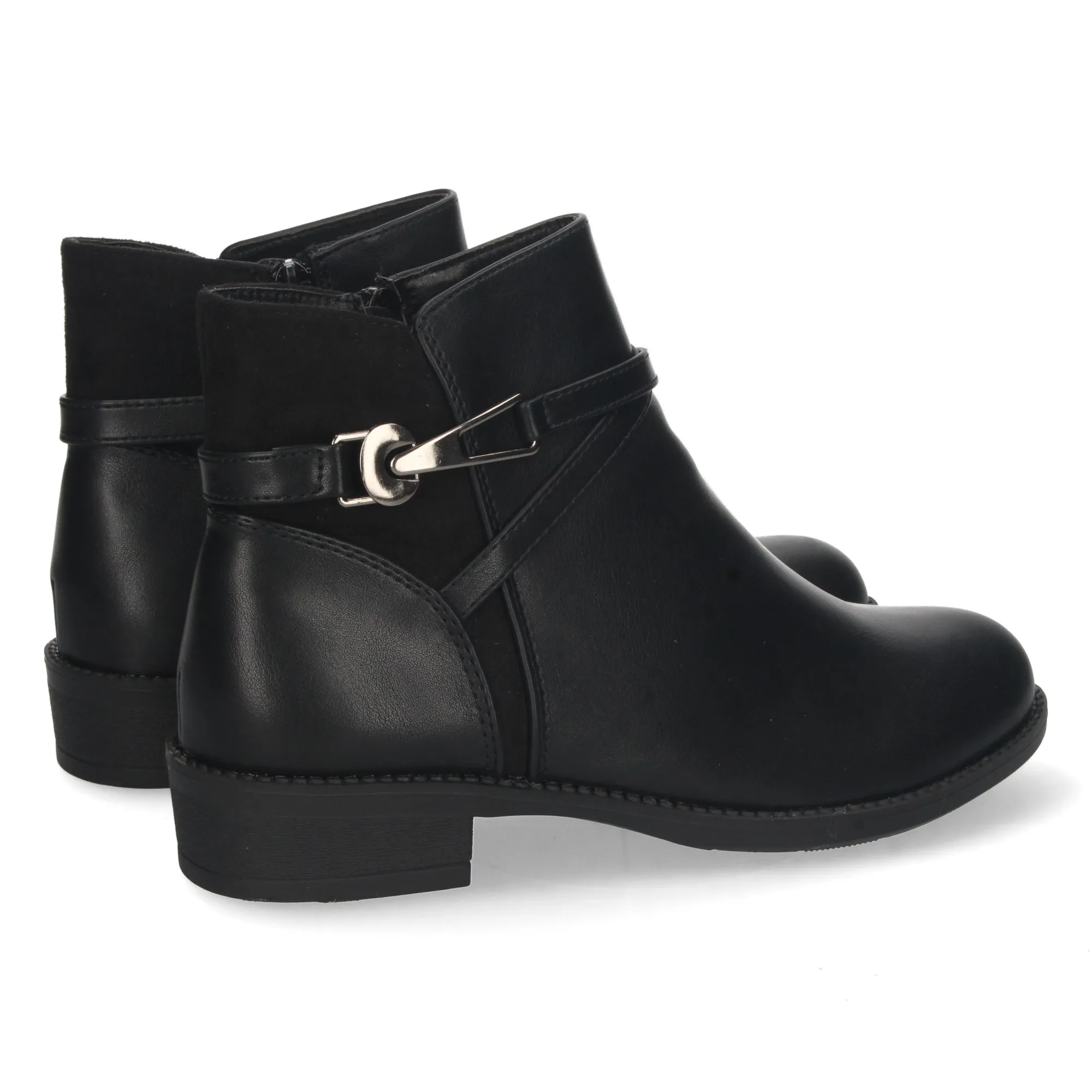 Botines de tacón bajo con cremallera mujer color negro
