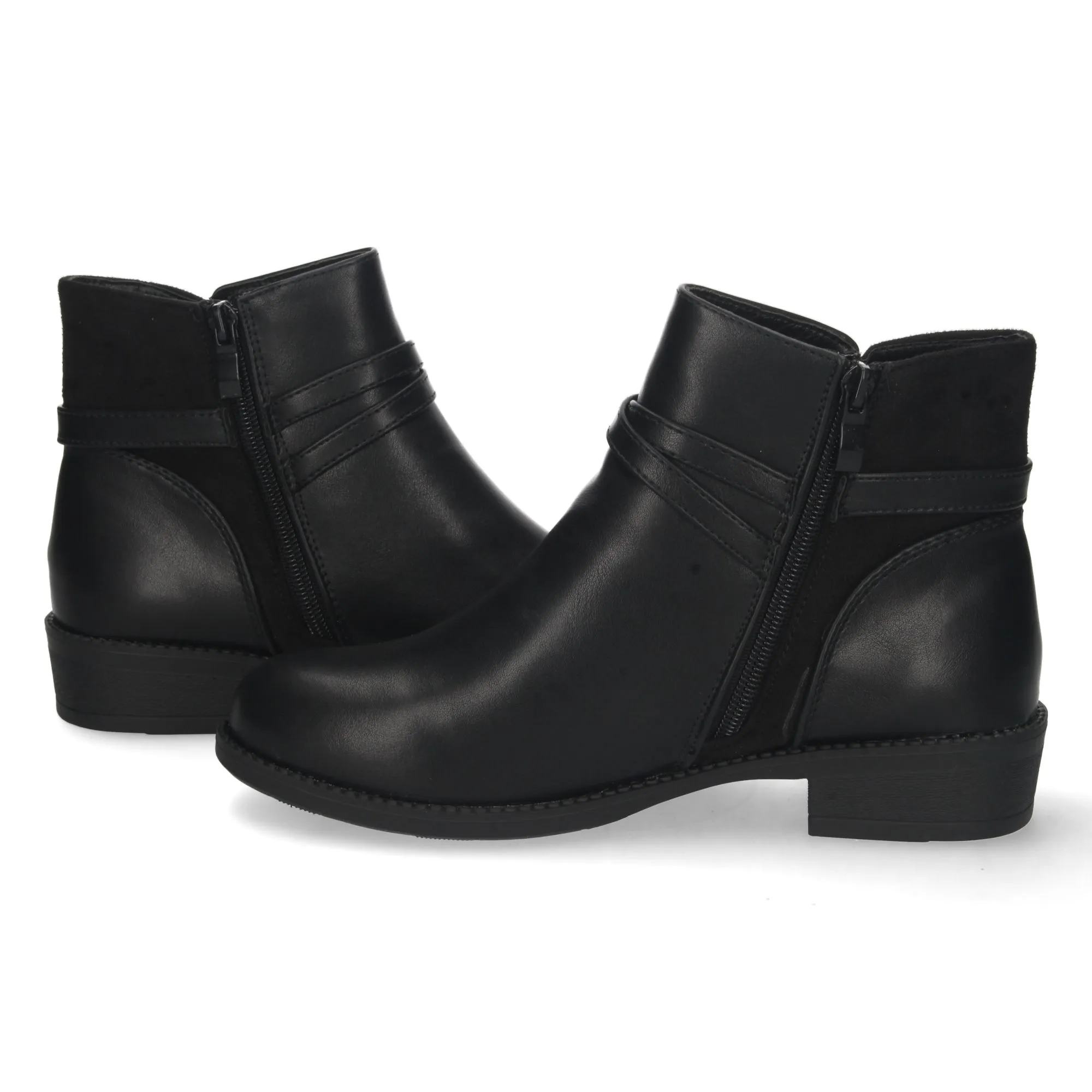 Botines de tacón bajo con cremallera mujer color negro