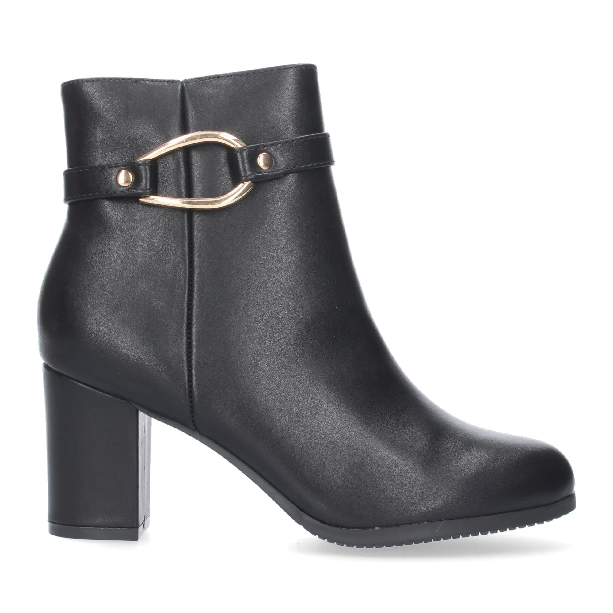 Botines de tacón cómodo diseño hebilla mujer color negro FZ230