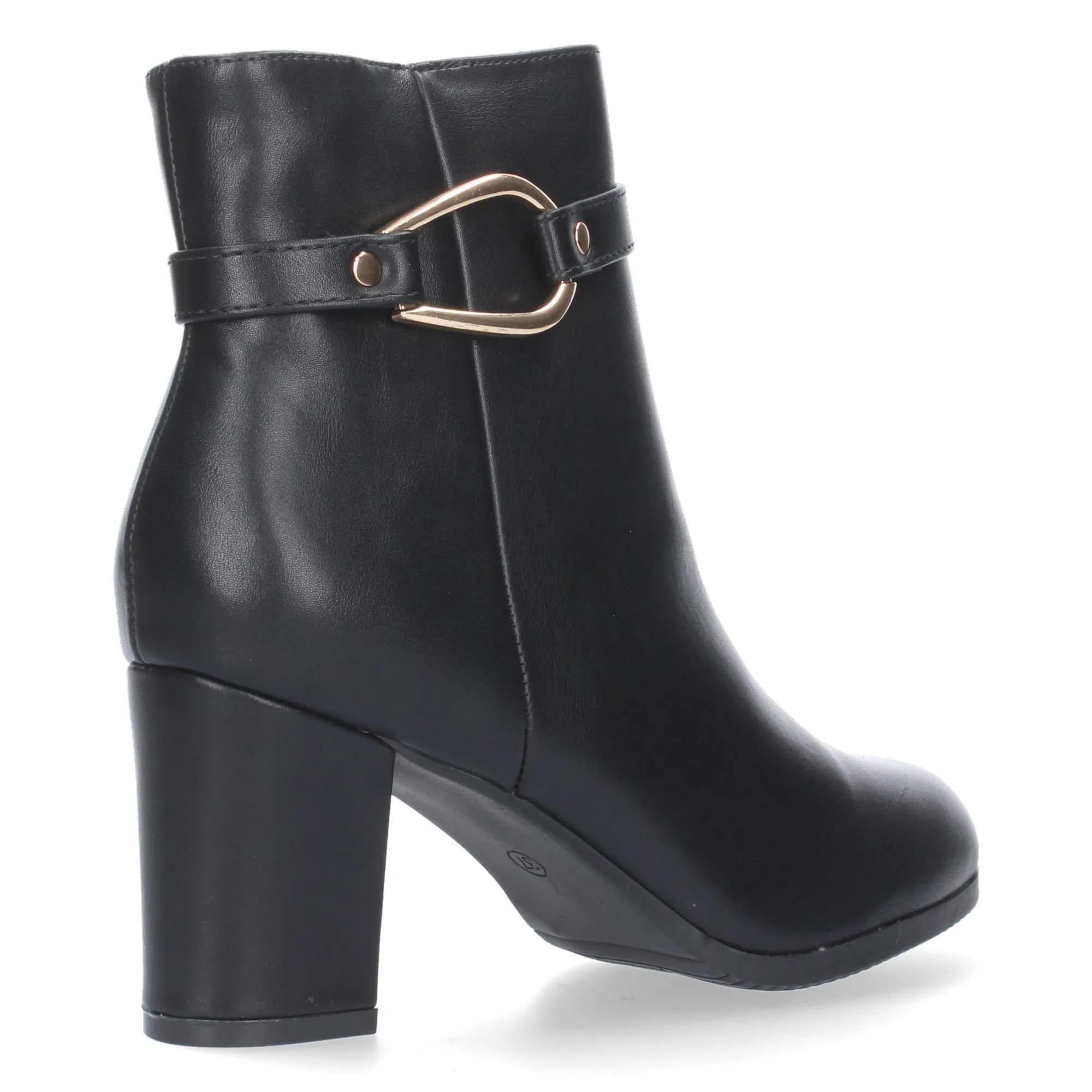 Botines de tacón cómodo diseño hebilla mujer color negro FZ230