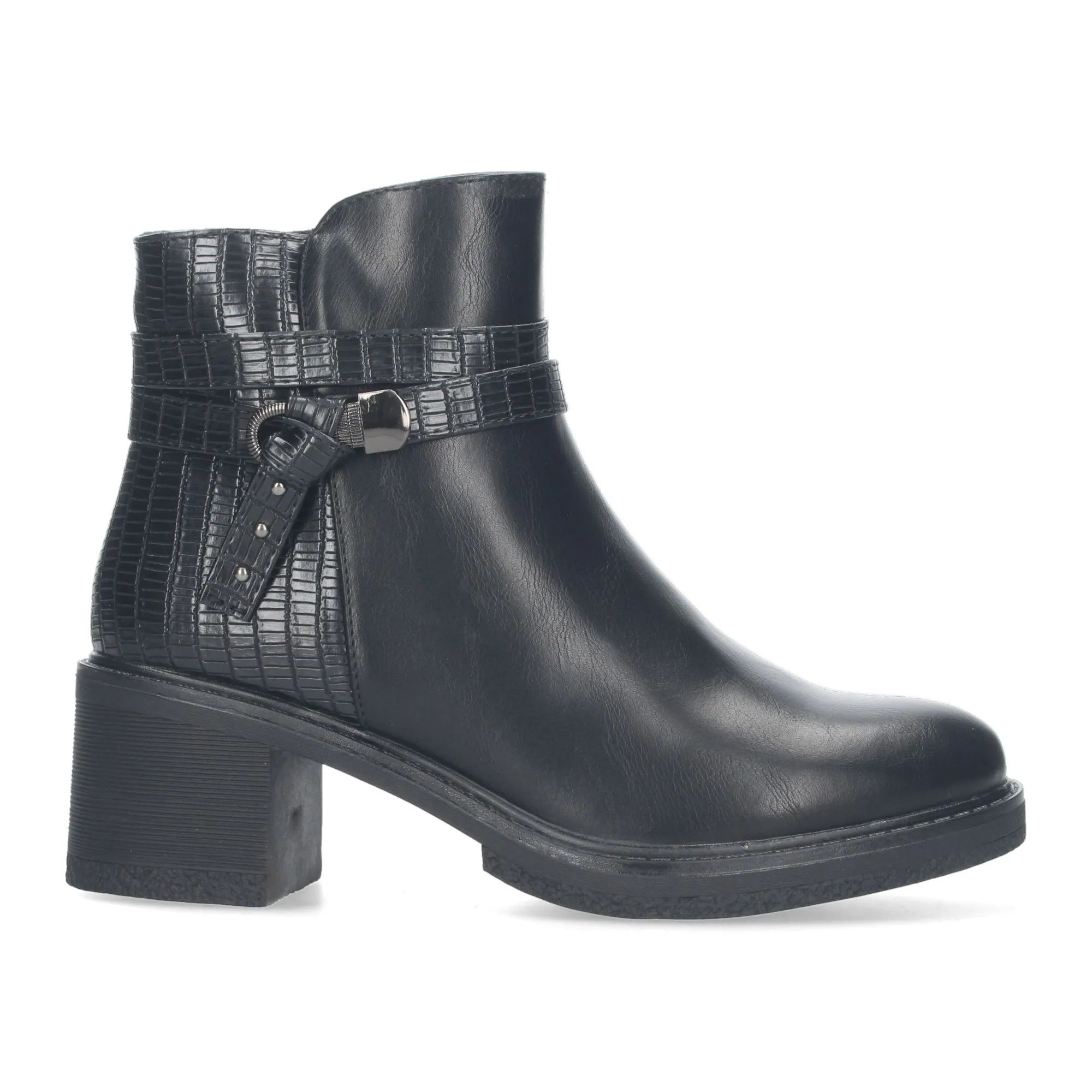 Botines de tacón medio color negro para mujer H2227