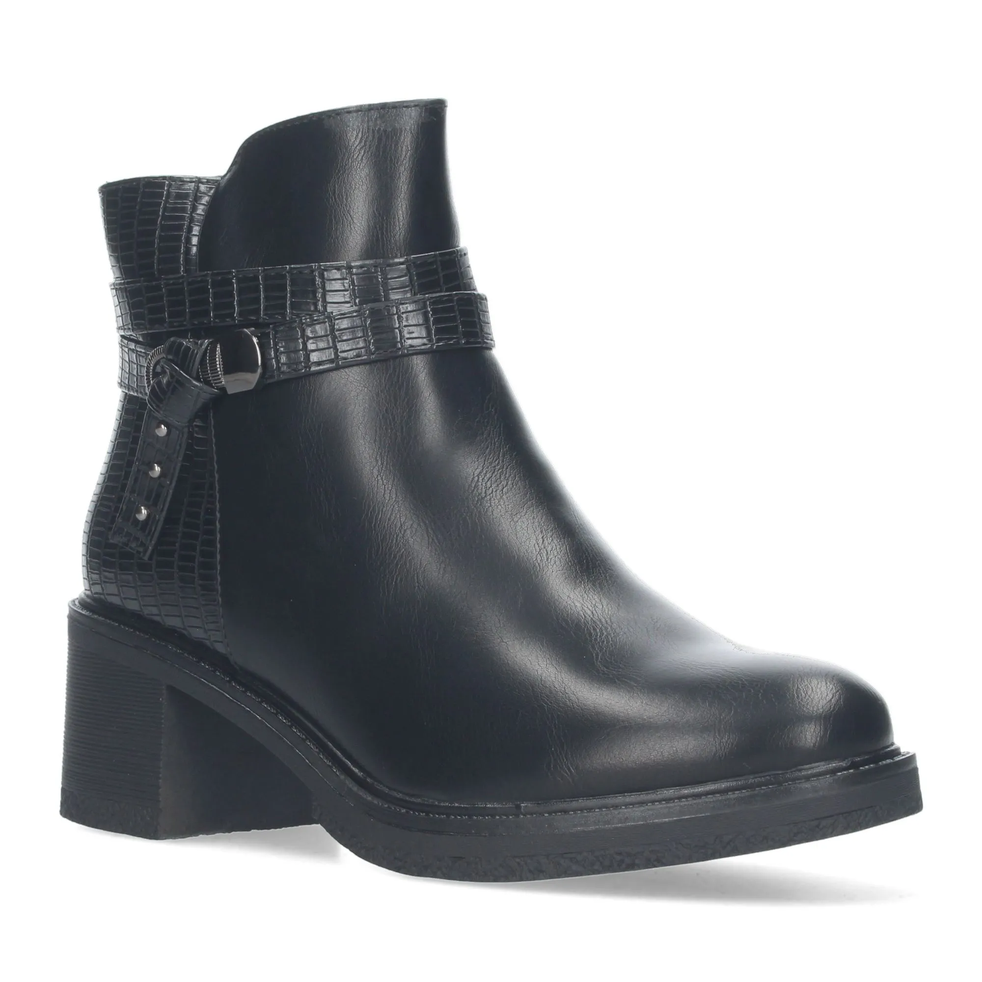 Botines de tacón medio color negro para mujer H2227