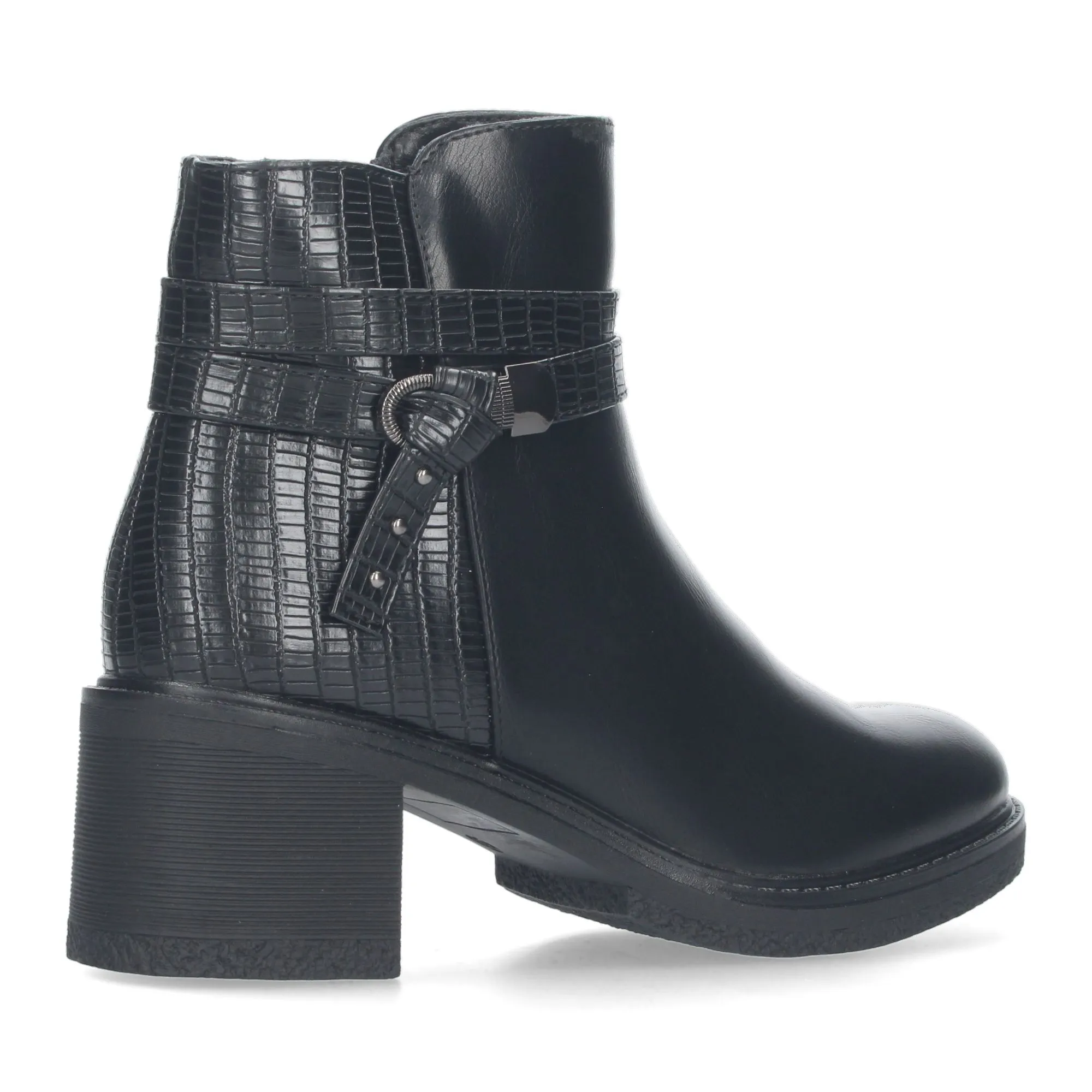 Botines de tacón medio color negro para mujer H2227
