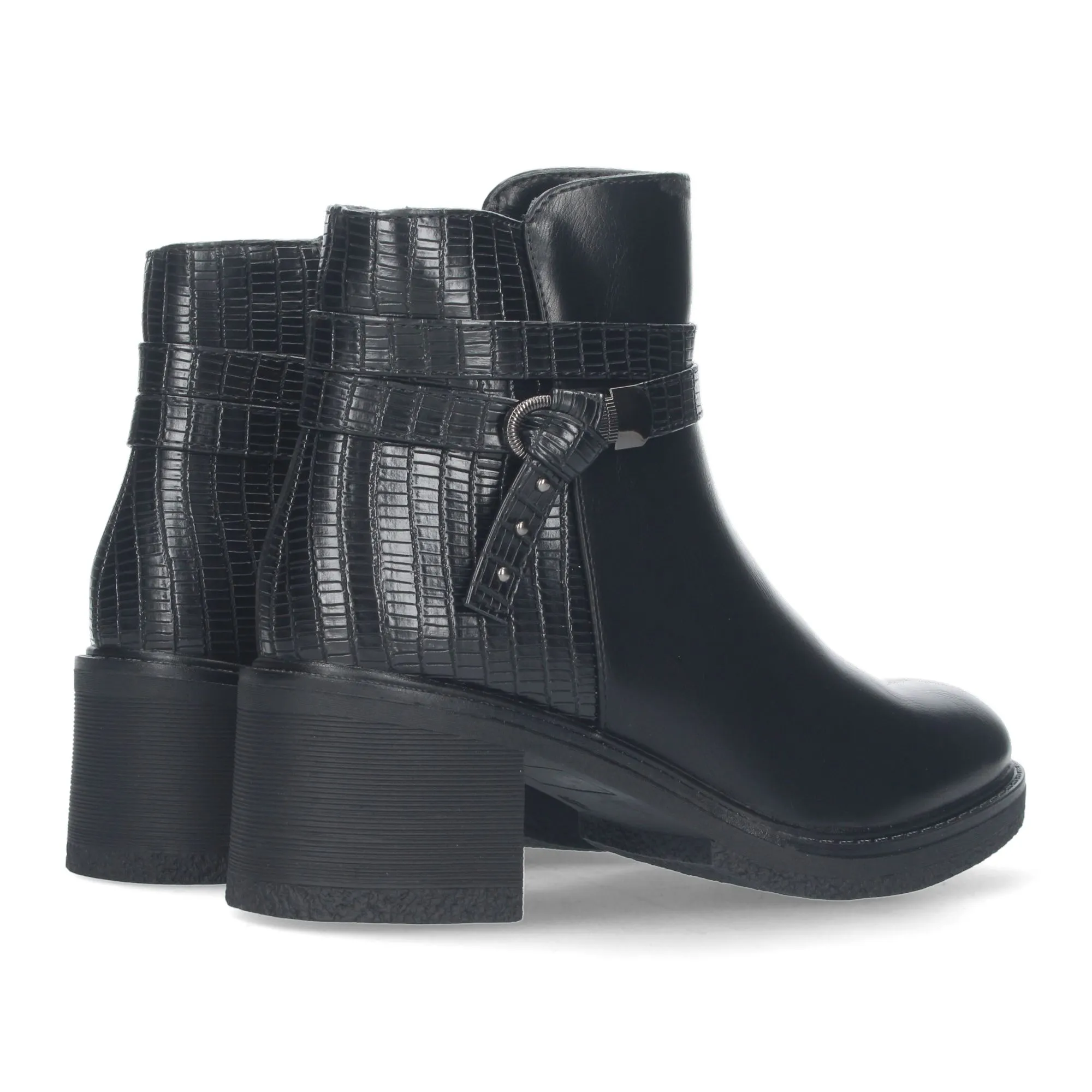 Botines de tacón medio color negro para mujer H2227