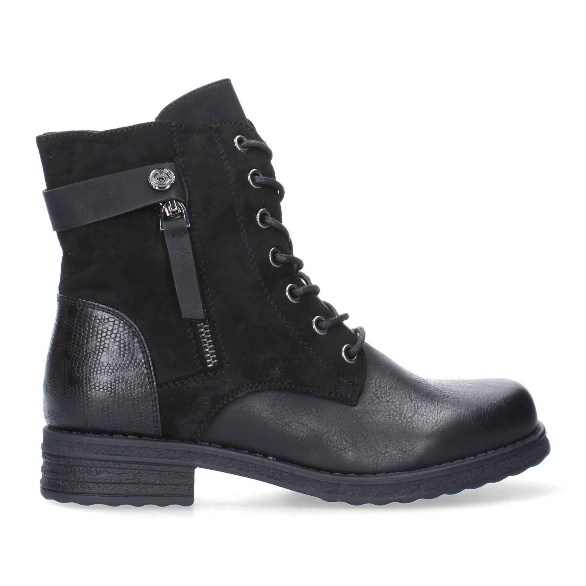 Botines planos cómodos estilo leñador mujer color negro 9208