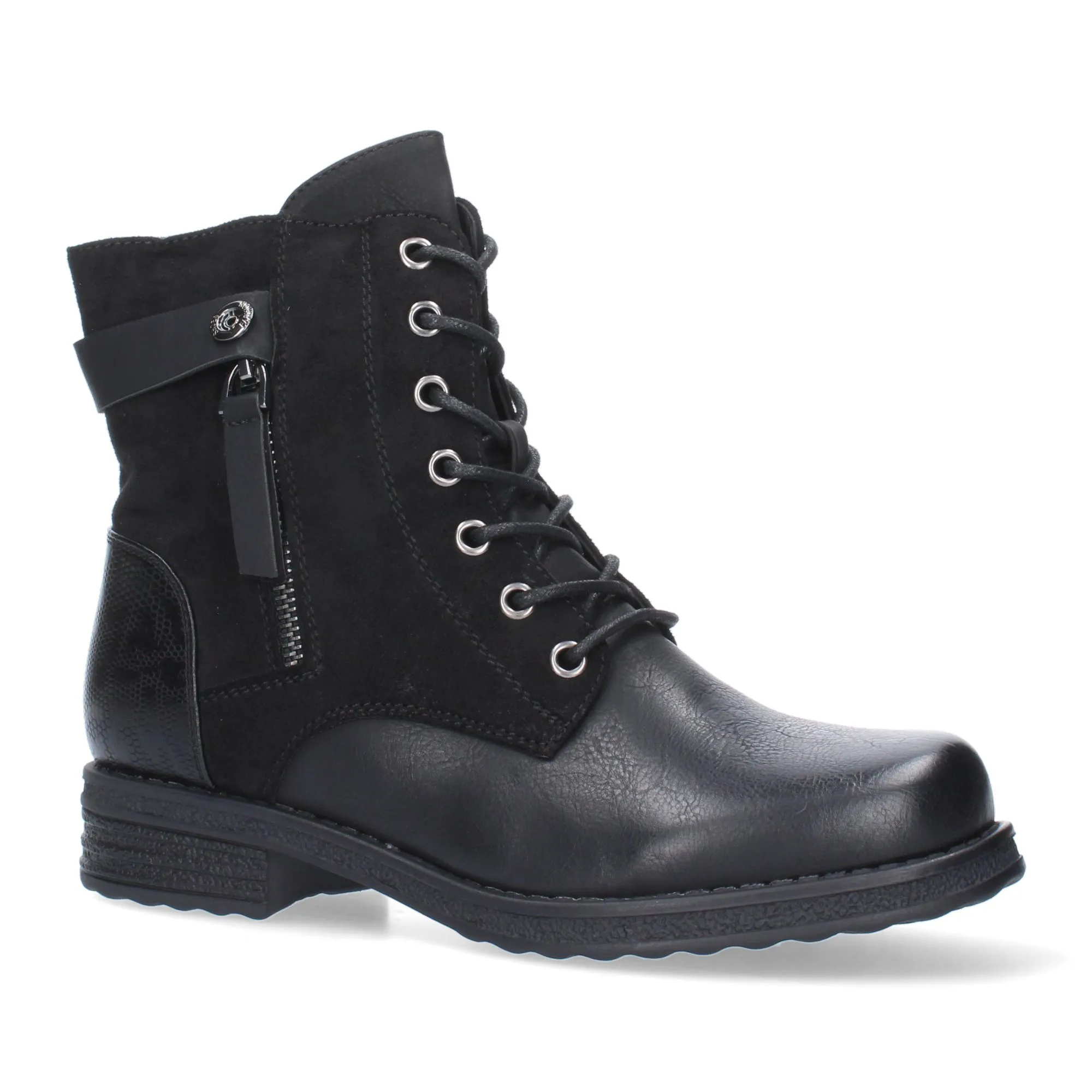 Botines planos cómodos estilo leñador mujer color negro 9208