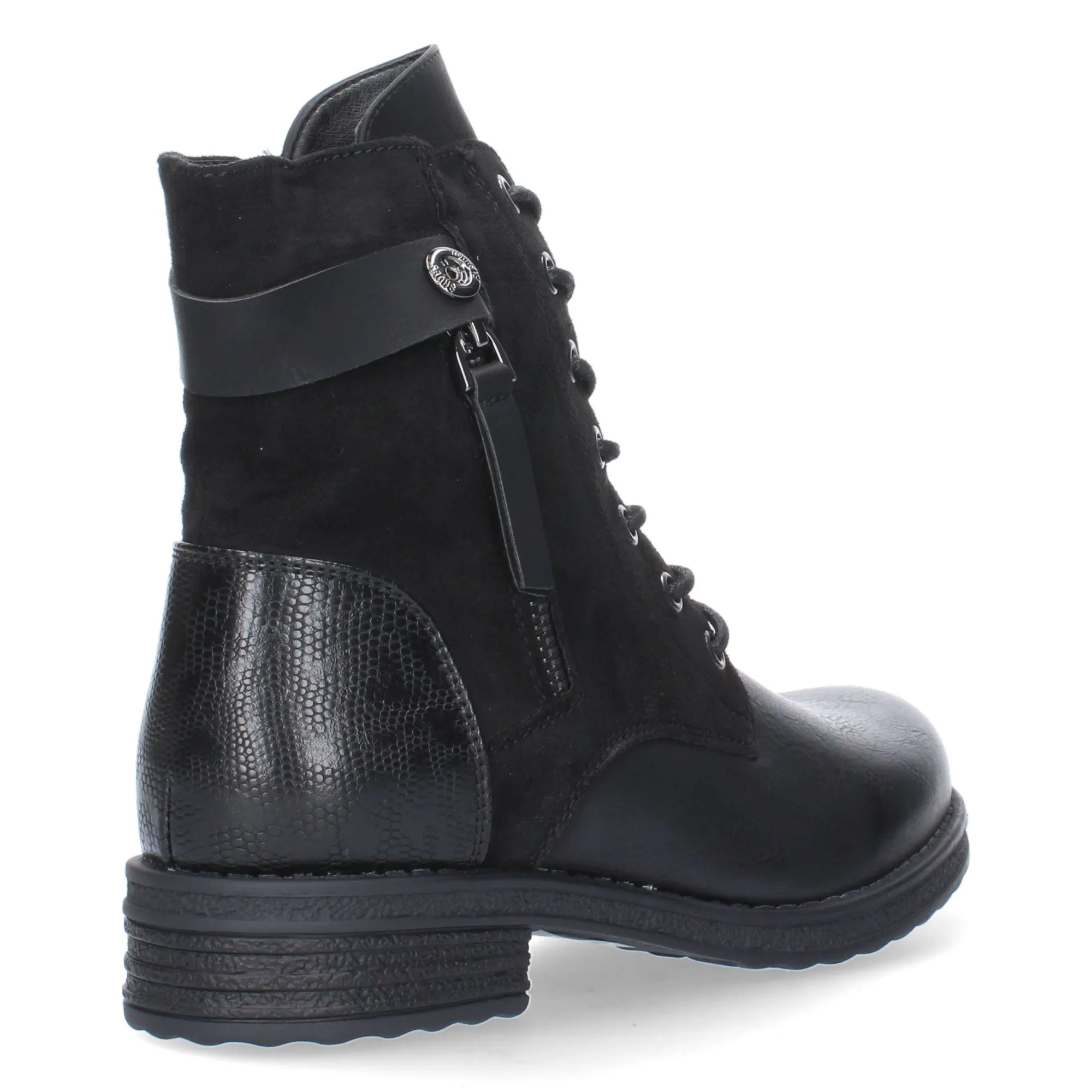 Botines planos cómodos estilo leñador mujer color negro 9208
