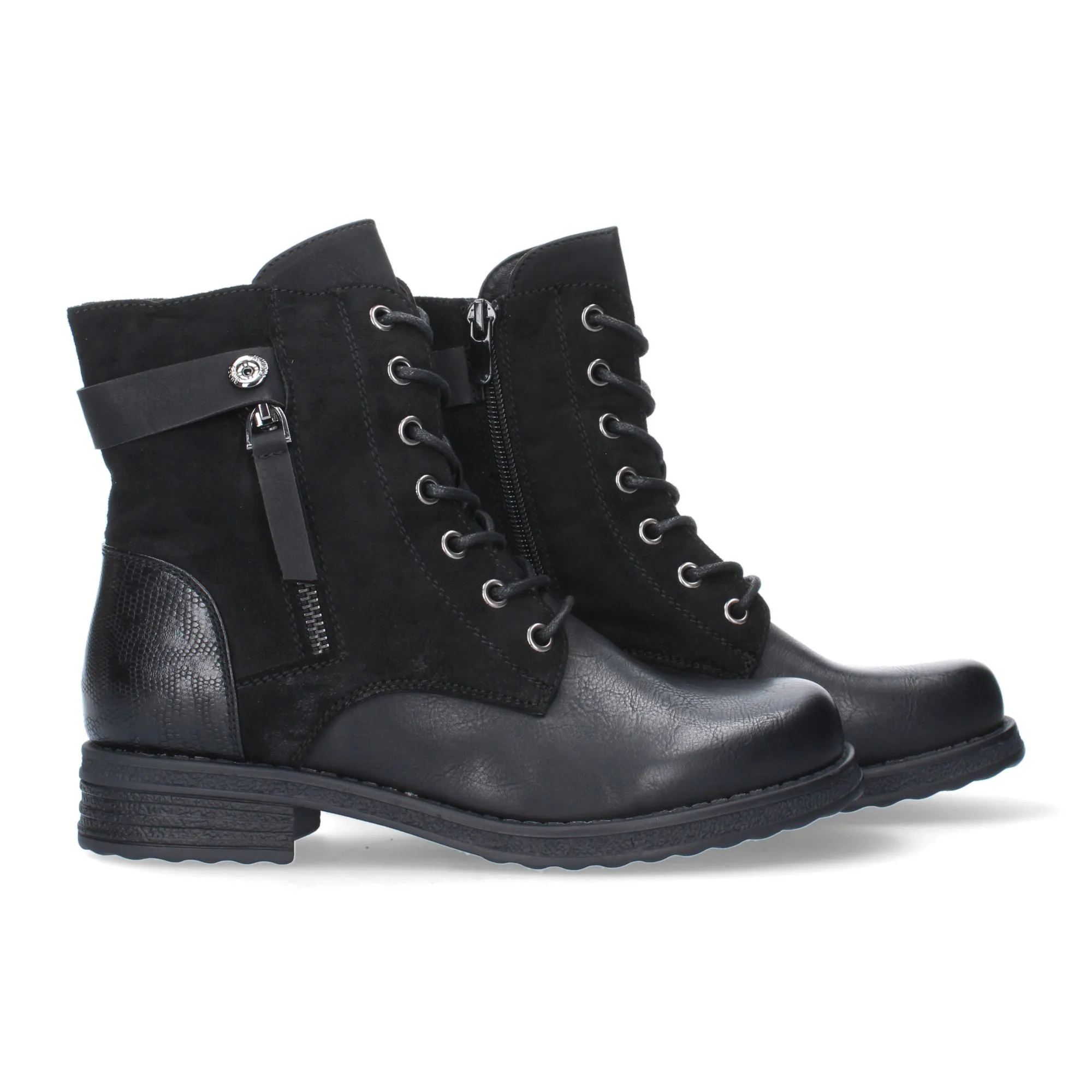 Botines planos cómodos estilo leñador mujer color negro 9208