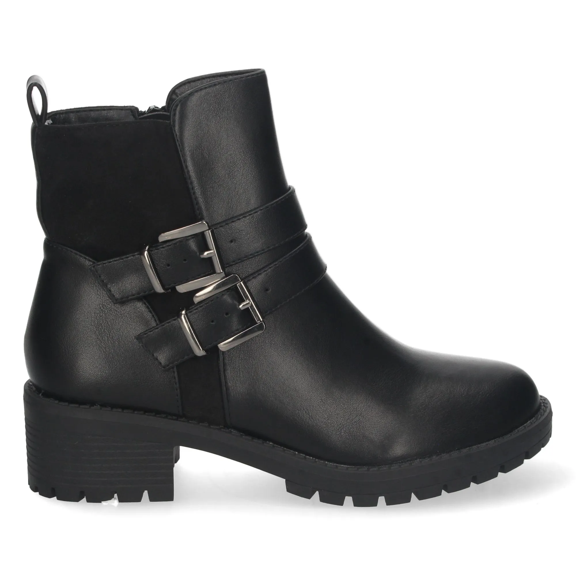 Botines tacón medio con cremallera mujer color negro