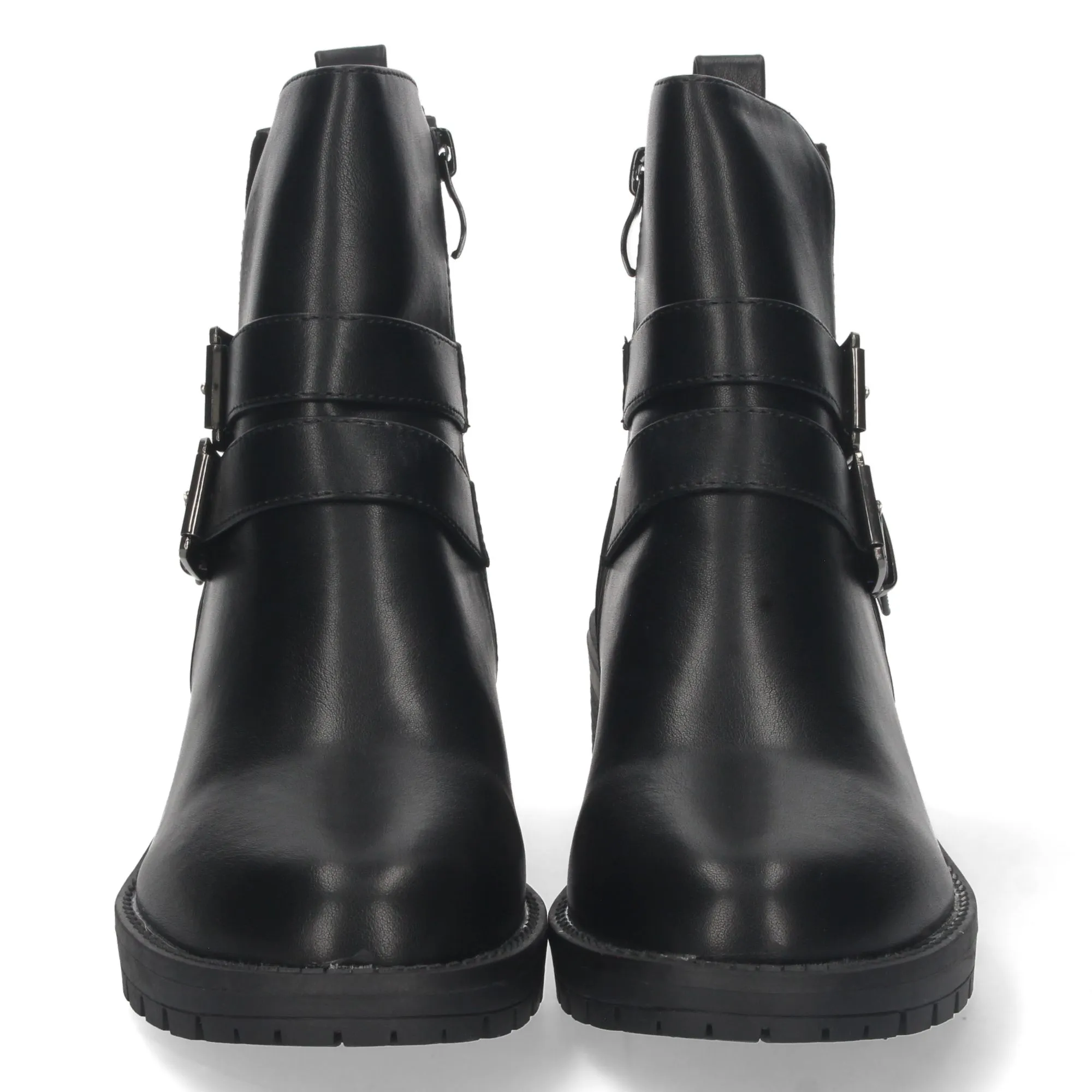 Botines tacón medio con cremallera mujer color negro