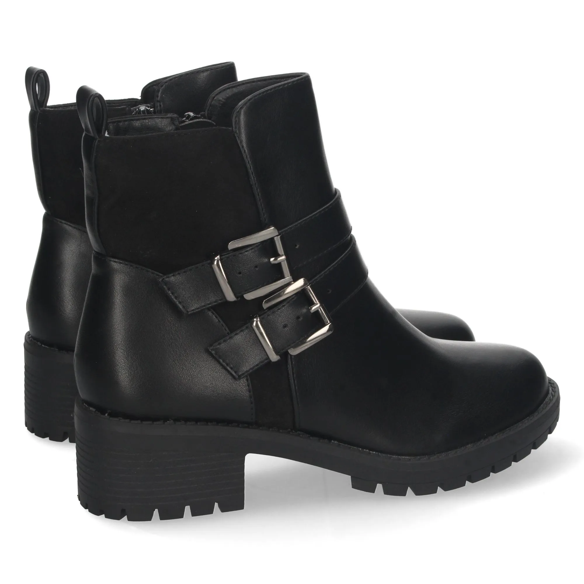 Botines tacón medio con cremallera mujer color negro